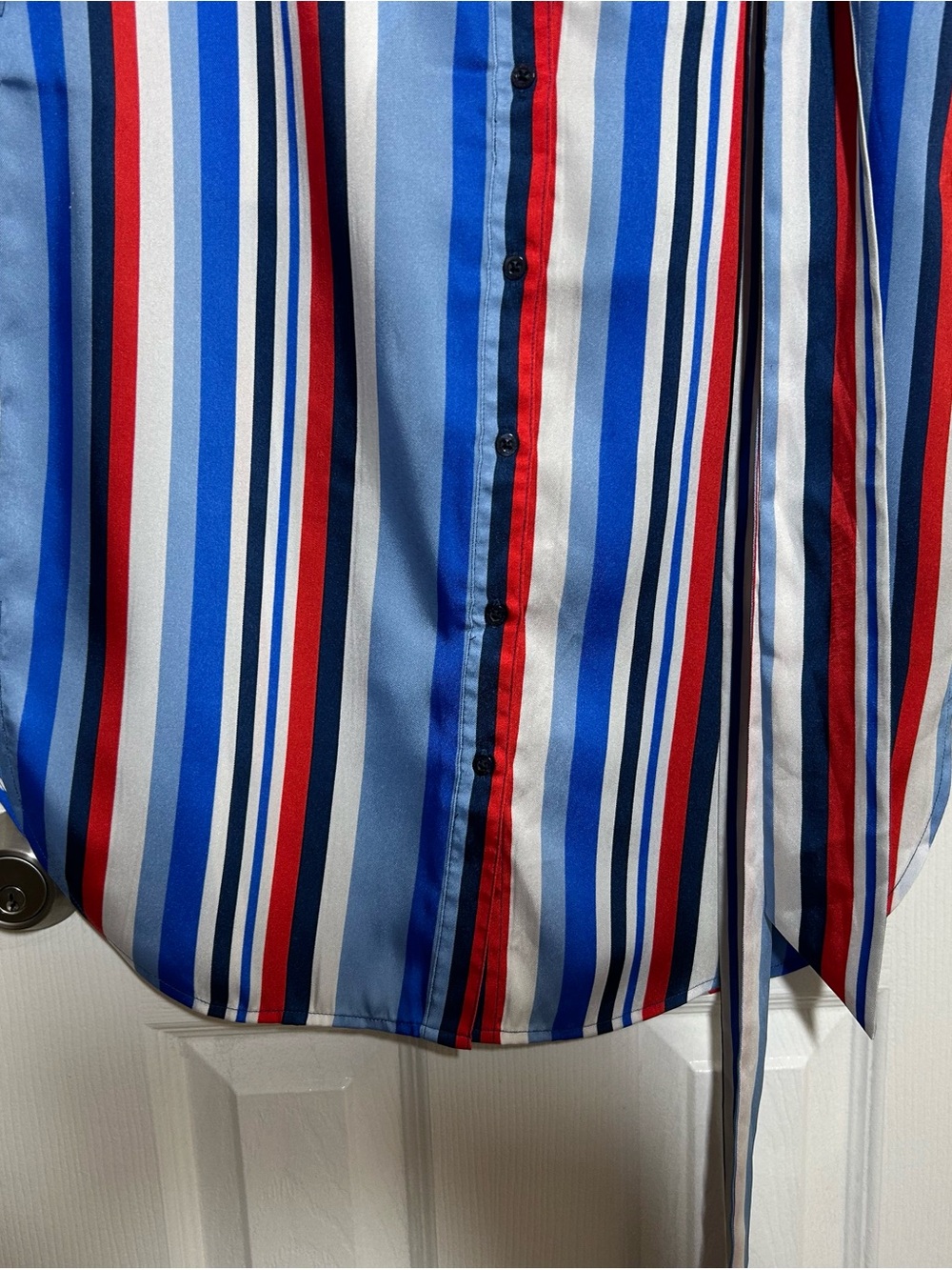 Lauren Ralph Lauren Striped Midi Skirt Size 8 Tie Waist Nautical Preppy Chic - Picture 9 of 15